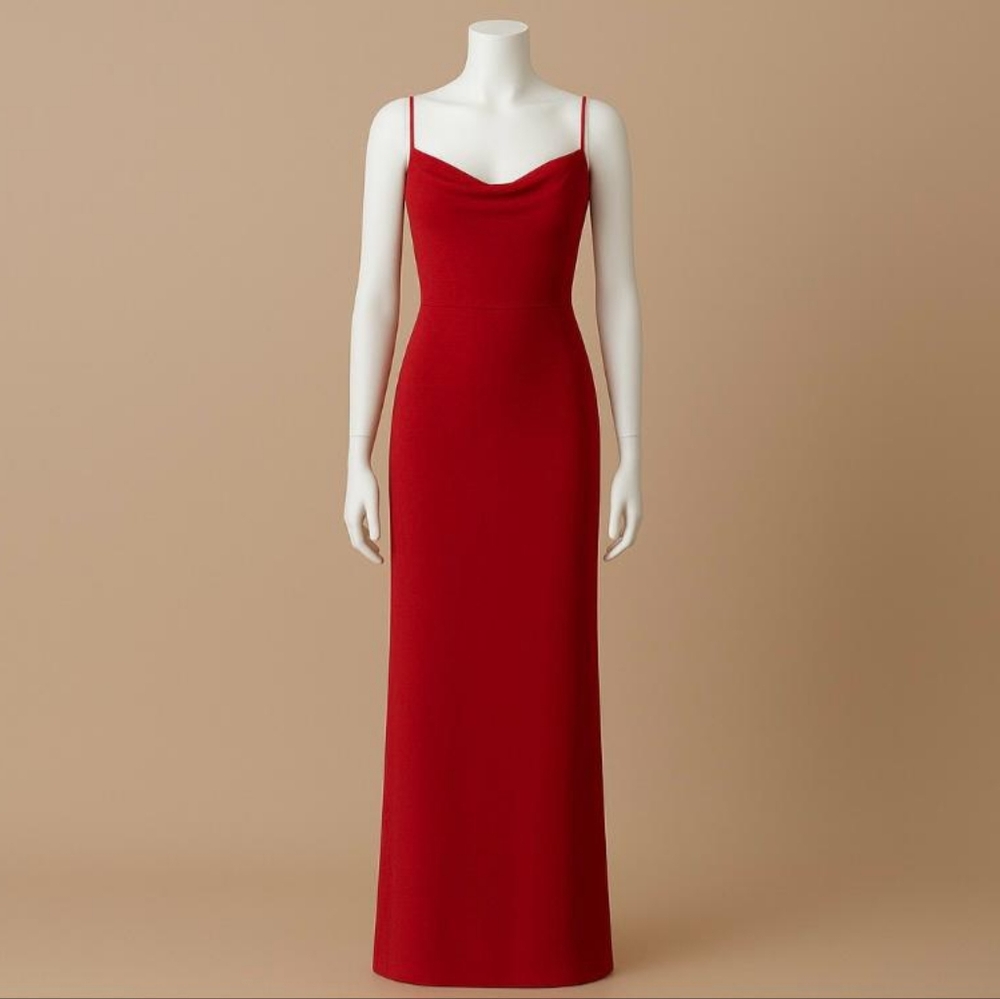 BCBG RED SATIN DRESS, WORN ONCE, LIKE NEW, SIZE S-M.